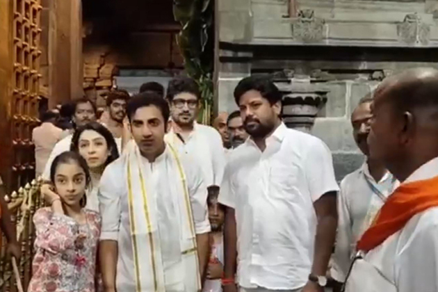 Indian team head coach Gambhir offers prayers at Sri Venkateswara Swamy Temple