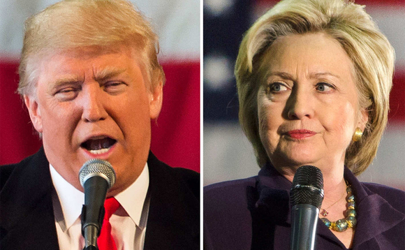 Trump ne Clinton (ku ddyo). Trump ne Clinton (ku ddyo).