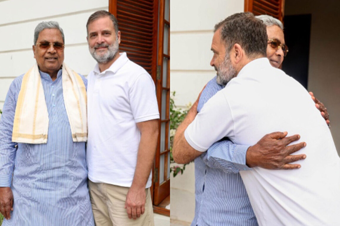 Siddaramaiah shares 'warm hug' with Rahul Gandhi as DK Shivakumar to likely take over Karnataka throne