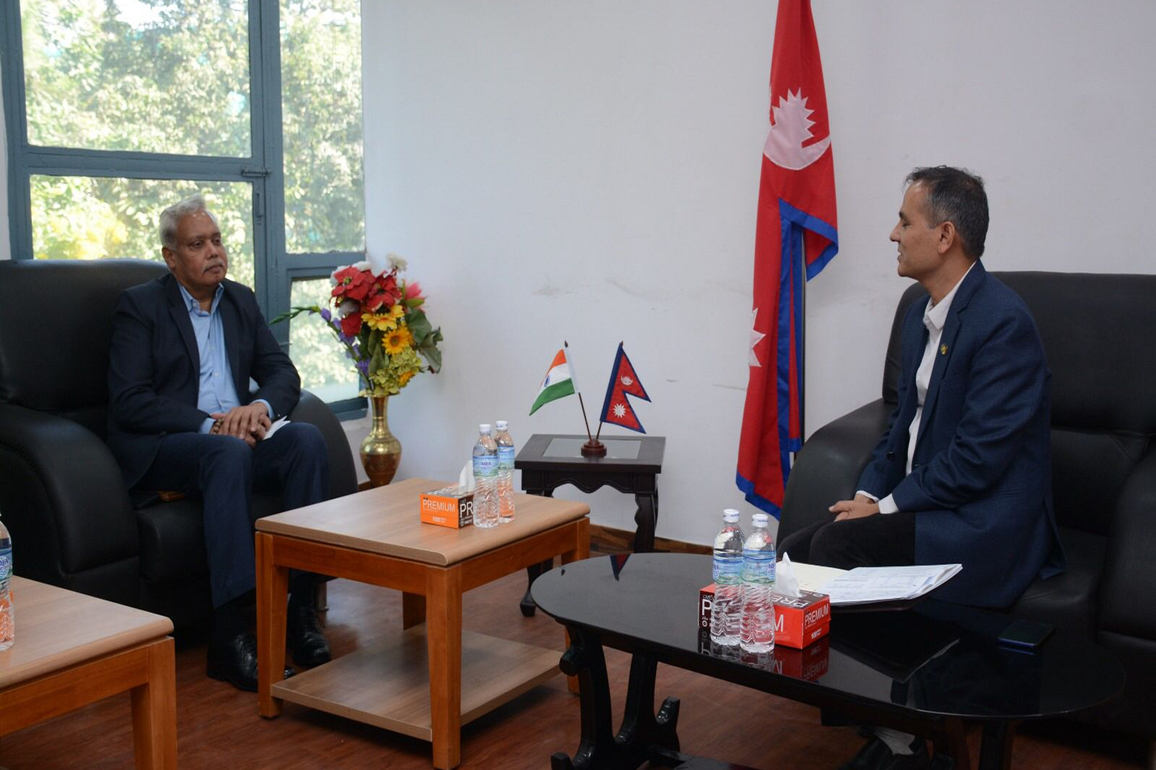 Indian Ambassador makes courtesy call on Nepal Home Minister, discuss about assistance for March election