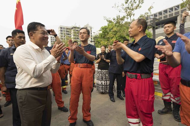 MYANMAR-MANDALAY-MIN AUNG HLAING-CHINESE RESCUE TEAMS-VISIT