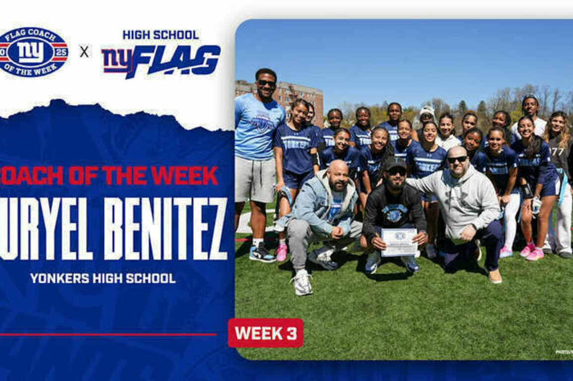 Giants name Yonkers' Nuryel Benitez Flag Football Coach of the Week