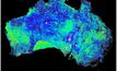 Satellite WA ASTER Geoscience map of iron oxide composition.