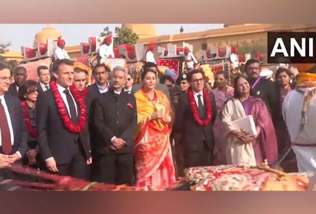 Rajasthan: French President Emmanuel Macron arrives at Amber Fort in Jaipur