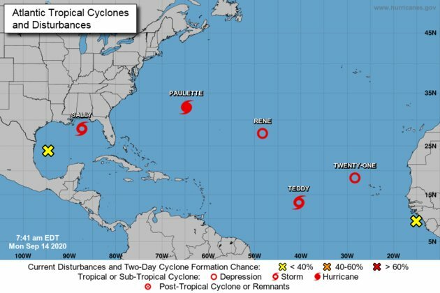 National Hurricane Center Tracking Storms in Gulf, Atlantic