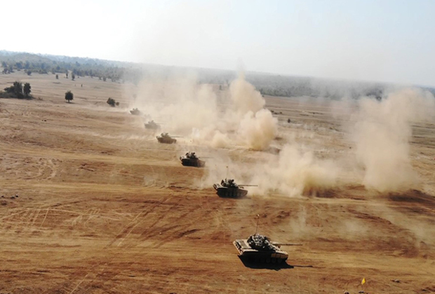 Indian Army's Trishakti Corps conducts month-long live firing exercise with T-90 Tanks