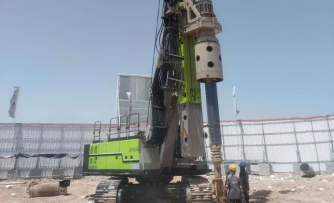 The Zoomlion ZR255R rotary drilling rig operating at one of the 2034 World Cup venue construction sites