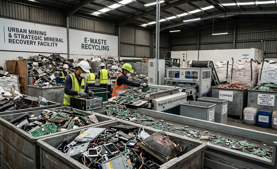Mineração urbana recuperação descarte resíduos eletroeletrônicos