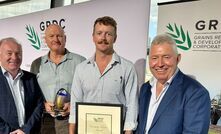 The GRDC western region panel awards were presented in Perth on Monday. Pictured (from left to right) is GRDC senior regional manager – west, Peter Bird, award winners Dr Ron Yates and Callum Wesley, and GRDC western panel chair, Gary Lang. 