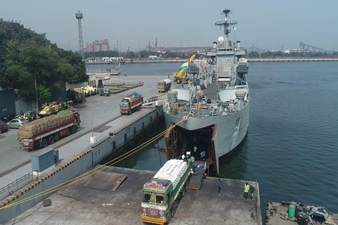 INS Ghariyal departs for quake-hit Myanmar with 442 MT of food aid