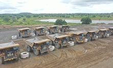 Mining trucks at Sanbrado. Credit: WAF.