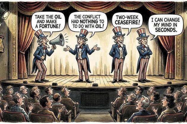 AI Cartoon | The Grand Theatre of Self-Contradiction