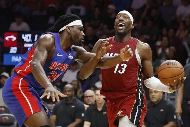 Heat keep rolling, hand East-leading Pistons fourth straight loss