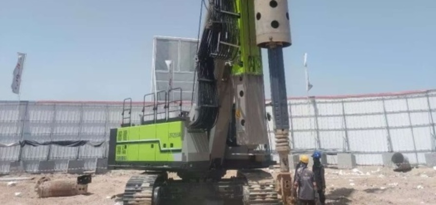 The Zoomlion ZR255R rotary drilling rig operating at one of the 2034 World Cup venue construction sites