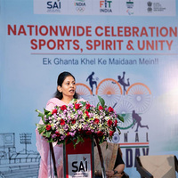 Union Minister of State for Youth Affairs and Sports Khadse joins Sports Day celebrations at SAI NCoE