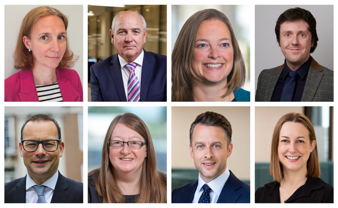 (Top row L-R:) Barbara Fewkes, Gordon Wilson, Kathryn Rushton and Michael Wilcock (Bottom row L-R:) Rob Orr, Collette Graham, Simon Bramwell and Vivienne Maclure