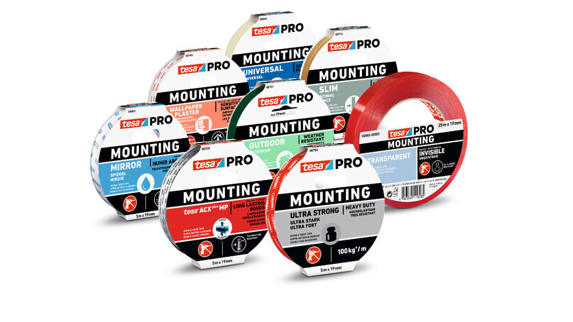 Mounting objects without a drill just got easier thanks to tesa's new range of tesa® PRO Mounting Tapes 