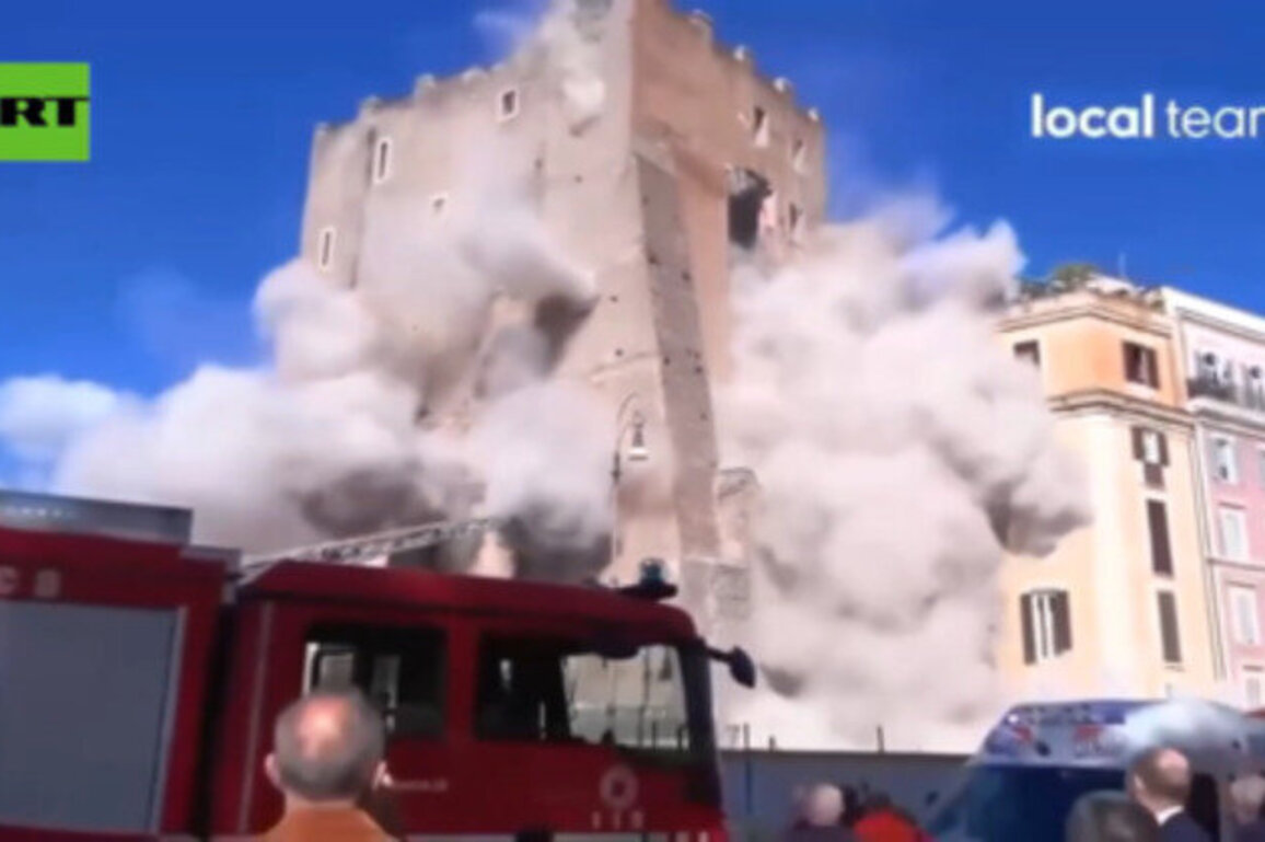 Medieval tower partially collapses in Rome (VIDEOS)