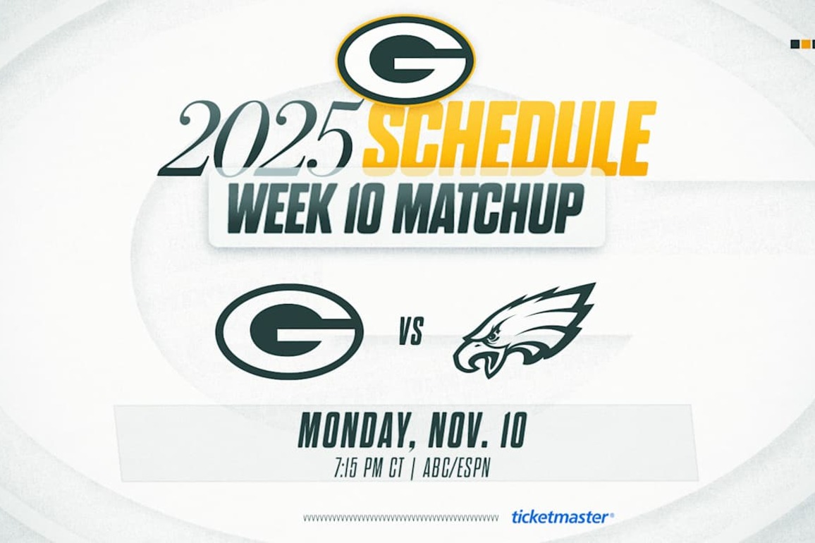 Packers to host Philadelphia on Monday Night Football in Week 10