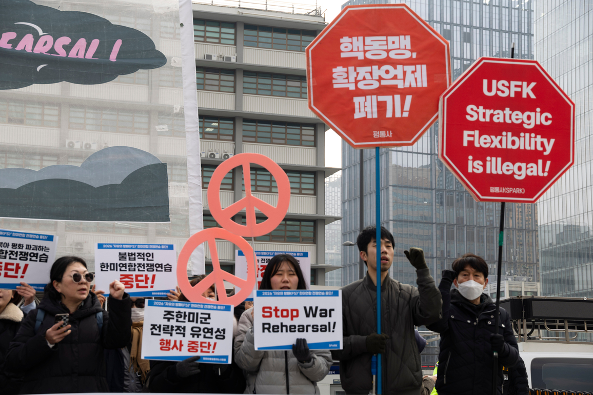 SOUTH KOREA-SEOUL-U.S.-JOINT MILITARY EXERCISES-PROTEST