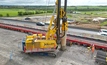 A piling rig working on the foundations for the A43 overbridge April 2024 Credit: HS2