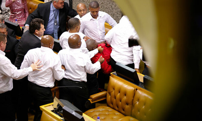 Guards, MPs exchange punches in SA parliament Guards, MPs exchange punches in SA parliament