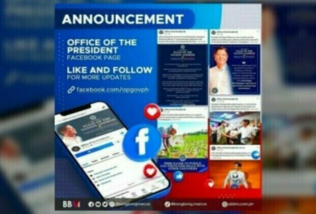 Marcos invites netizens to like OP's Facebook page