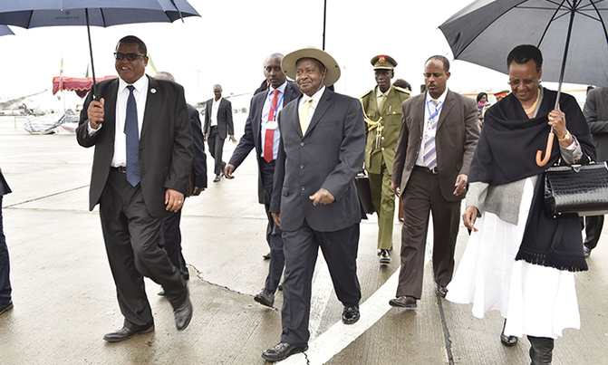 Museveni in Addis for AU Summit Museveni in Addis for AU Summit