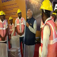 PM Modi interacts with construction workers before inauguration of two national highway project in Delhi
