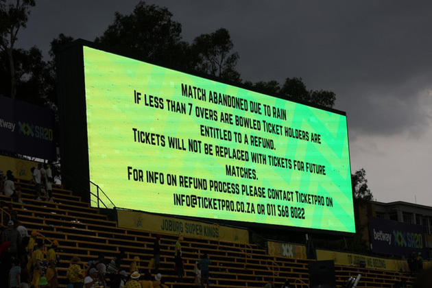 Joburg Super Kings-Sunrisers Eastern Cape abandoned as lightning, rain arrives at Wanderers