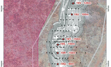  Drilling location plan and hole depths, showing the planned pit outline for TNG Ltd’s Mount Peake project