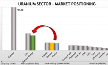 A slide from Fission's presentation showing the hypothetical market position for proposed company, Denison Energy 