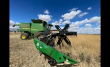  Canola being harvested at Pithara in WA this week. Picture Ben White.