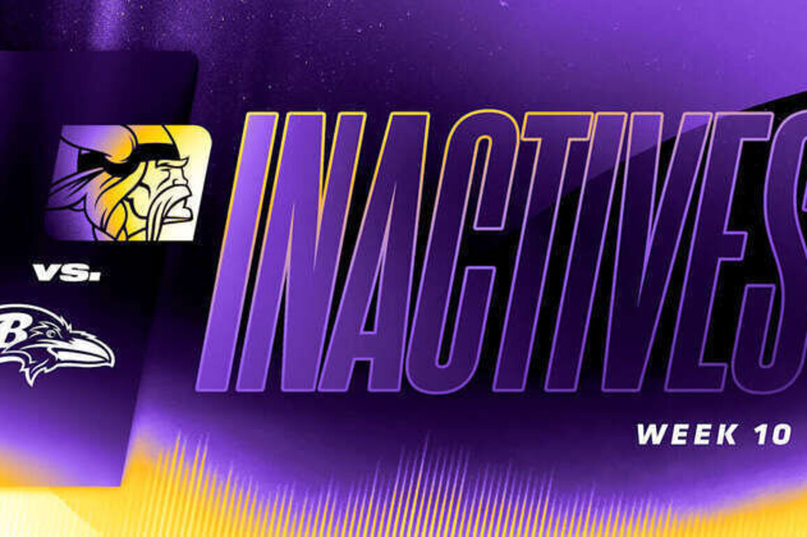 Vikings vs. Ravens Inactives for Week 10 of 2025