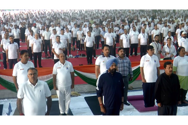 BJP President Nitin Nabin performs Yoga on 12th International Yoga Day in Punjab