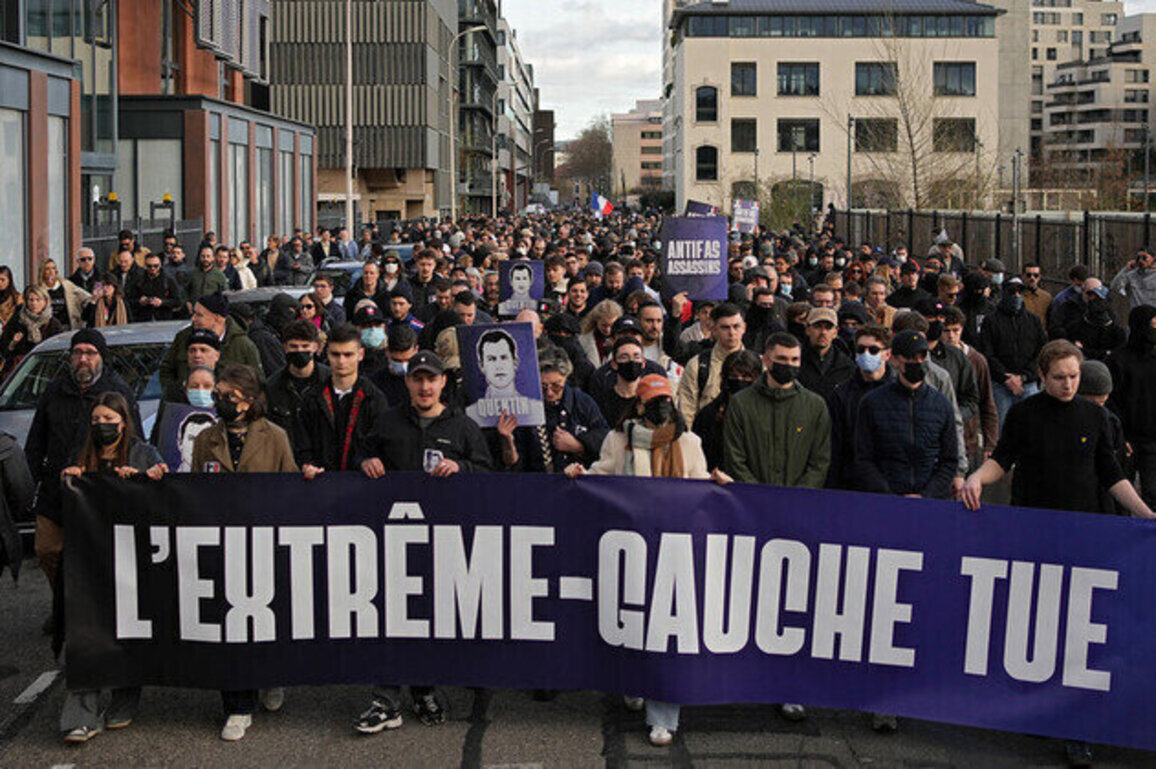 Thousands march in Lyon in tribute to murdered right-wing activist 