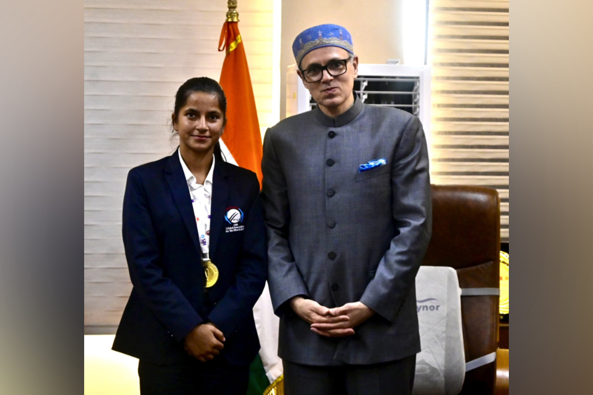 Omar Abdullah felicitates inaugural Women's T20 Blind World Cup winning member Anekha Devi