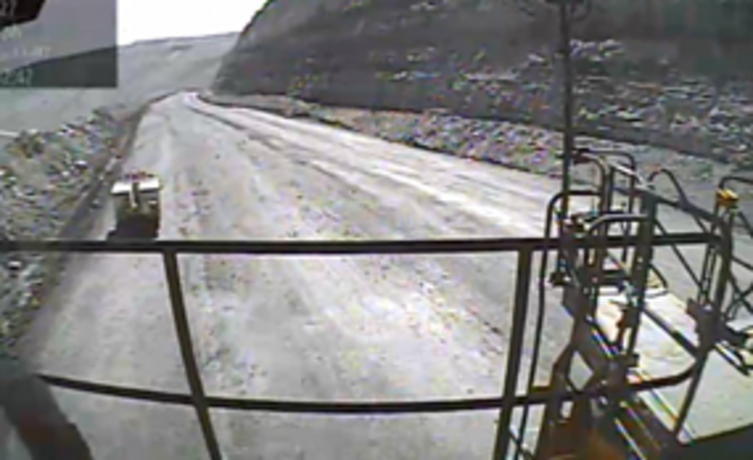 The haul truck driver's view of the LV.
