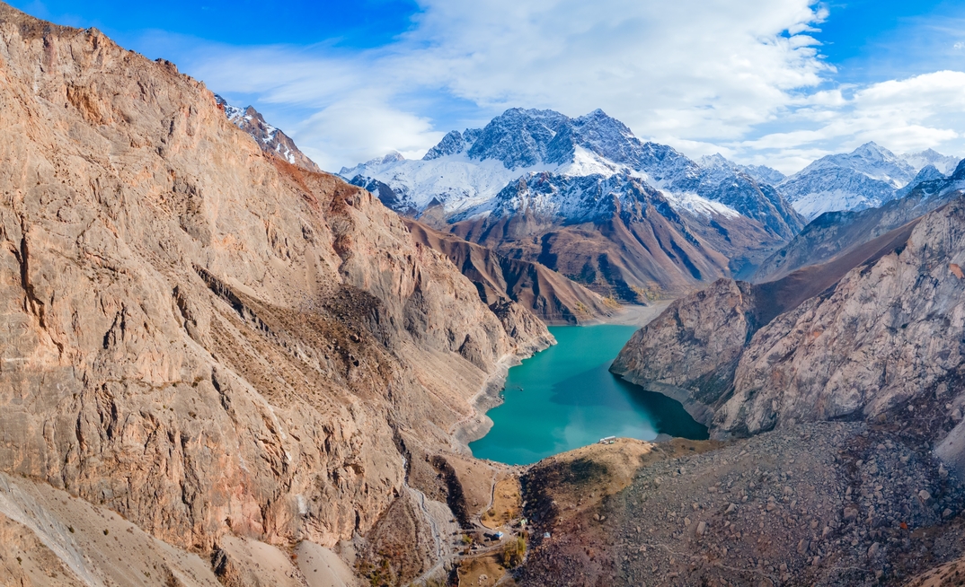 Marguzor Lake is the largest of the of the Seven Lakes in Fann mountains. Seven Lakes is located near Penjikent city in Tajikistan.