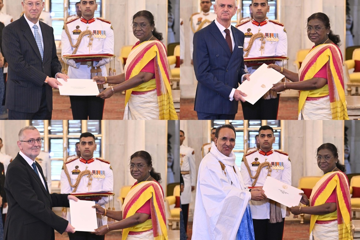 President Droupadi Murmu accepts credentials of newly appointed envoys