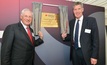 David Fursdon, UK lord lieutenant of Devon, and John Hopkins, chairman of Wolf Minerals, unveil the brass plaque