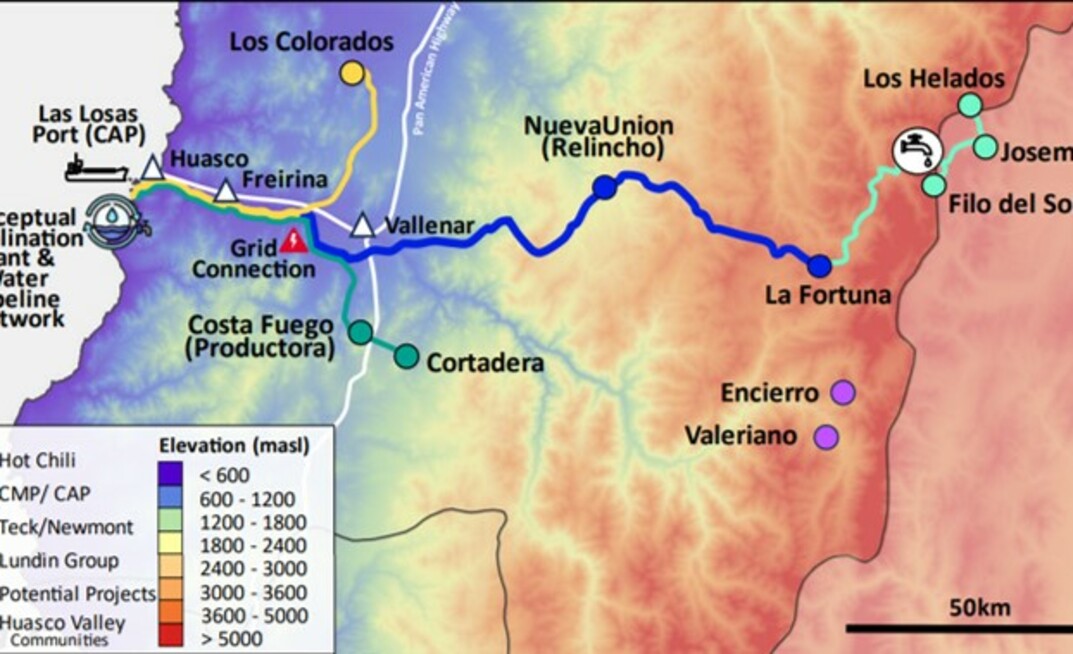Potential network of projects this concept could supply water to. Credit: Hot Chili 