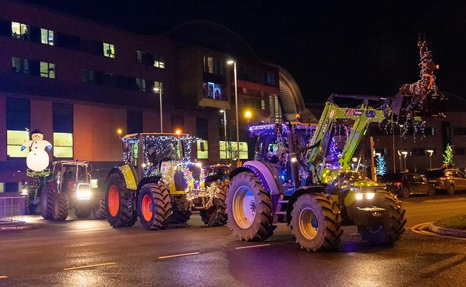 Farmers spread festive cheer from tractor cabs