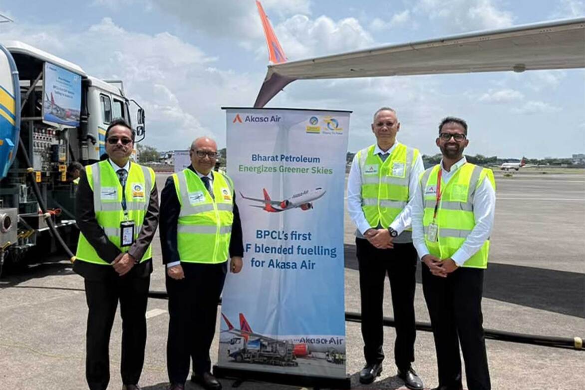 Akasa Air and BPCL operate commercial flight using 1% sustainable aviation fuel