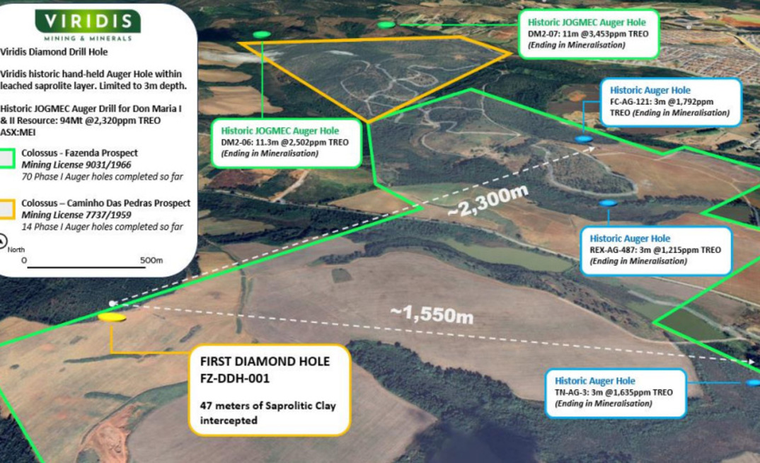 Mapa da Viridis para o projeto de terras raras Colossus em MG./Divulgação
