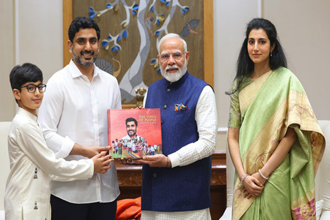 Andhra Pradesh Minister Nara Lokesh, family meet with PM Modi