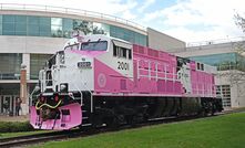 The FLXdrive locomotive heading to Roy Hill's Pilbara operations.