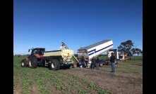  Community members doing their part to help with the first application of urea on the community crop at Tambellup, WA.