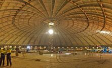  Inside one of the LNG storage tanks which will hold 180,000cu.m of LNG.