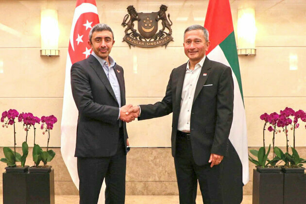 Abdullah bin Zayed, Singaporean FM review global developments